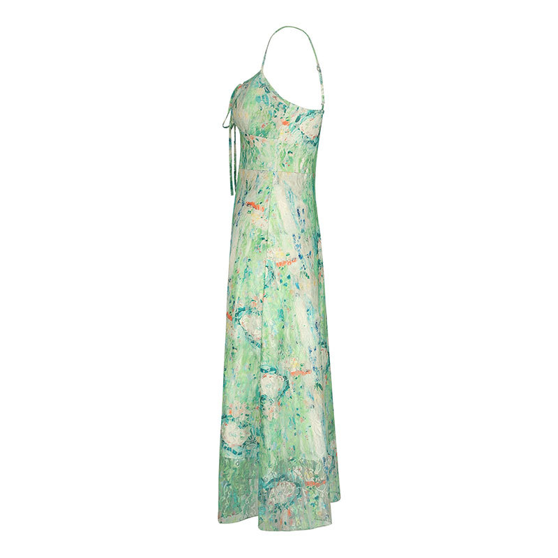 Asymmetrical Sleeveless Patterned Maxi Dress