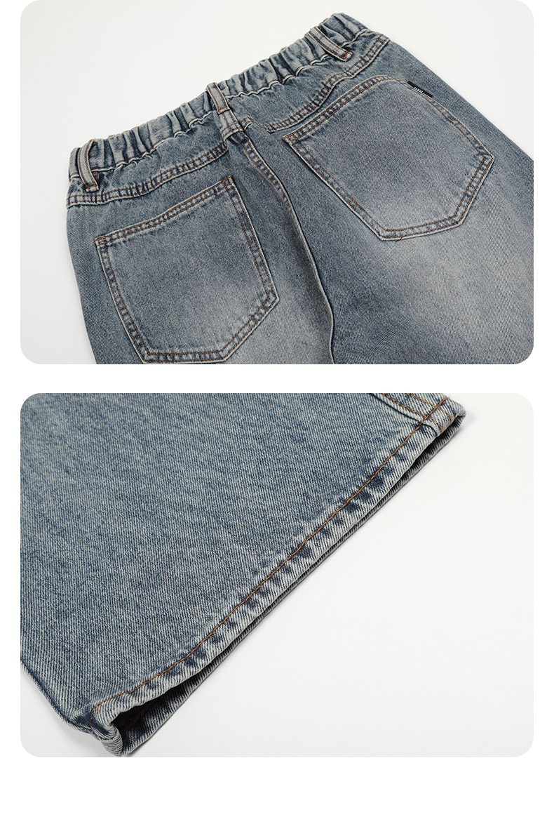 Blue Flared Denim Pants for Men and Women with Elastic Waist Casual Simple Cleanfit Trendy Slim Fit Long Trousers