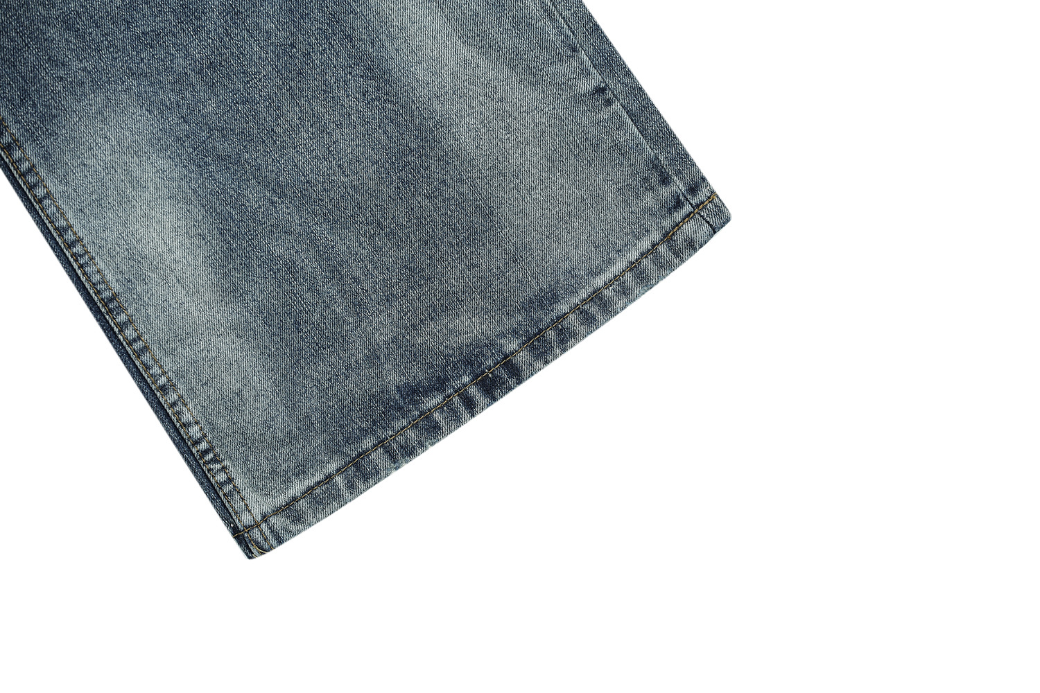 Vintage Street Style Unisex Relaxed Fit Cat-Whisker Pattern Washed Blue Flared Denim Jeans for Men