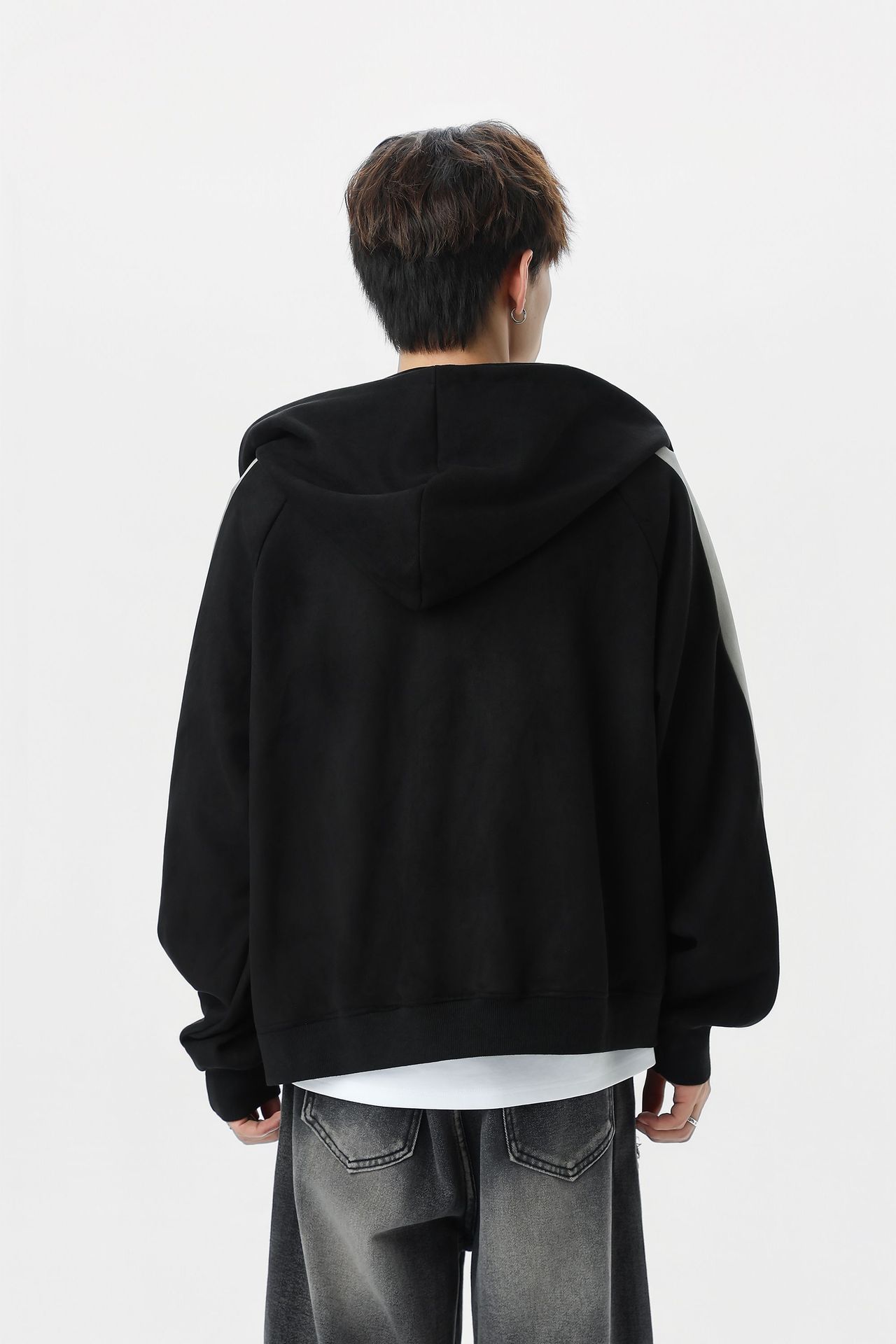 Men Streetwear Long Sleeve Zipper Hoodie