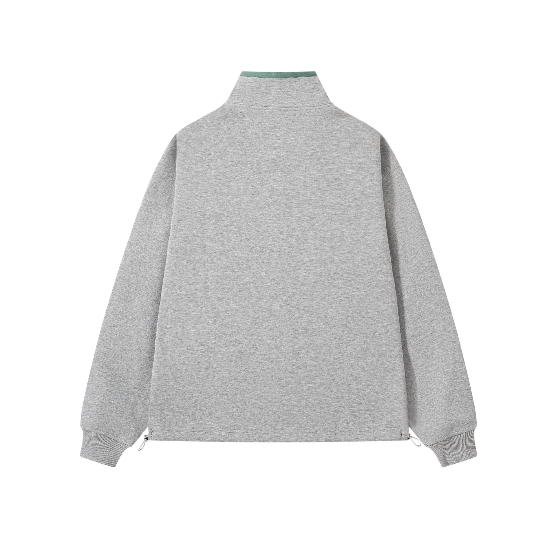 Cotton Two-Tone Mock Neck Varsity Oversized Hoodie