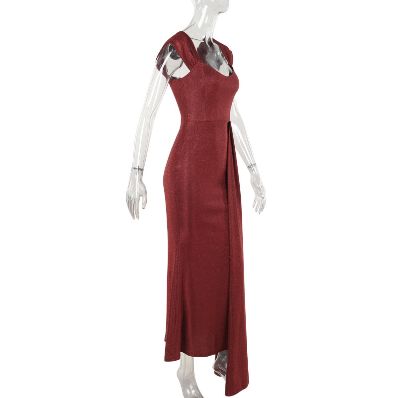 High Waist Square Neck Bodycon Maxi Dress