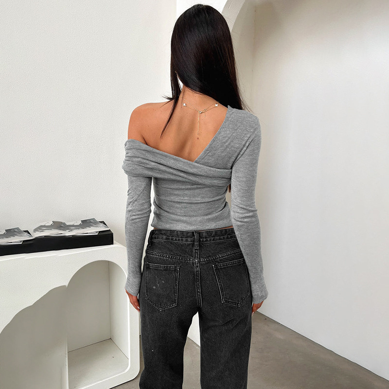 Ladies Plain Bardot Neckband Maxi Arm Tee