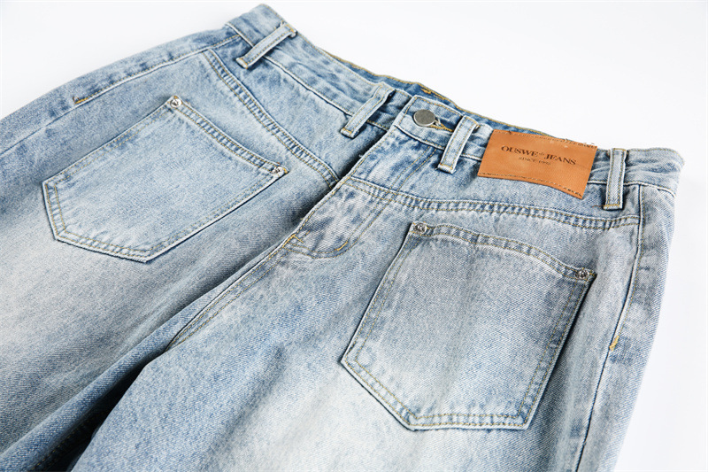 Deconstructed Casual Straight Leg Jeans