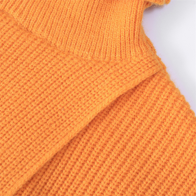 Full Sleeve Standing Collar Slit Pullover Dress