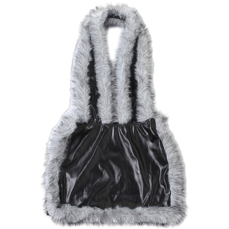 Plunging Halter Contrast Paneled Dress