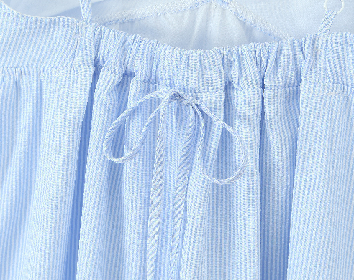 Striped Rose Decorated Lace Trimmed Dress