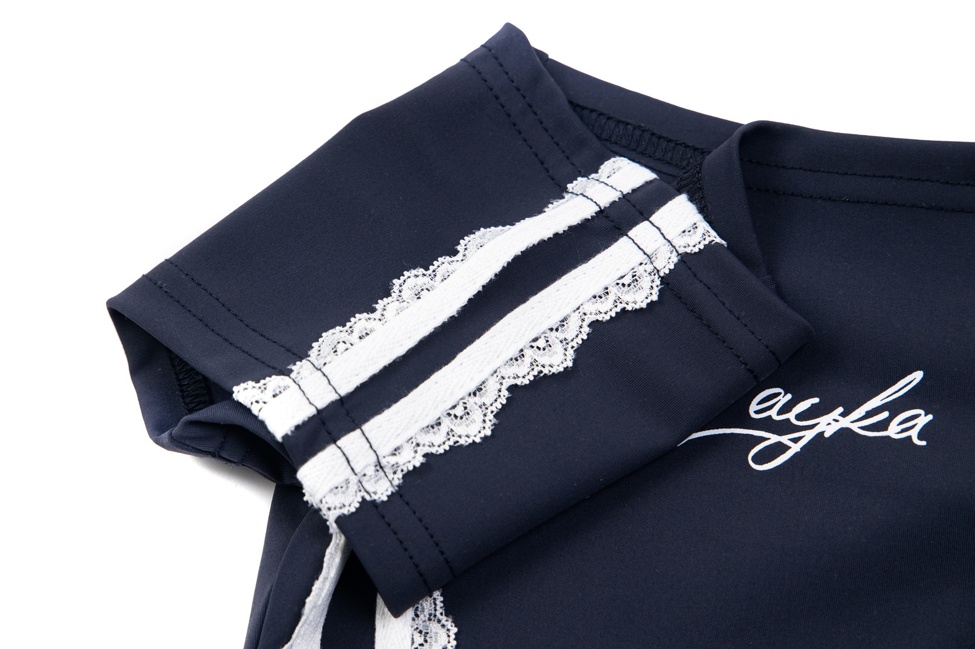 Women's Lace Letter Slim One-Shoulder Short Sleeve T-Shirt
