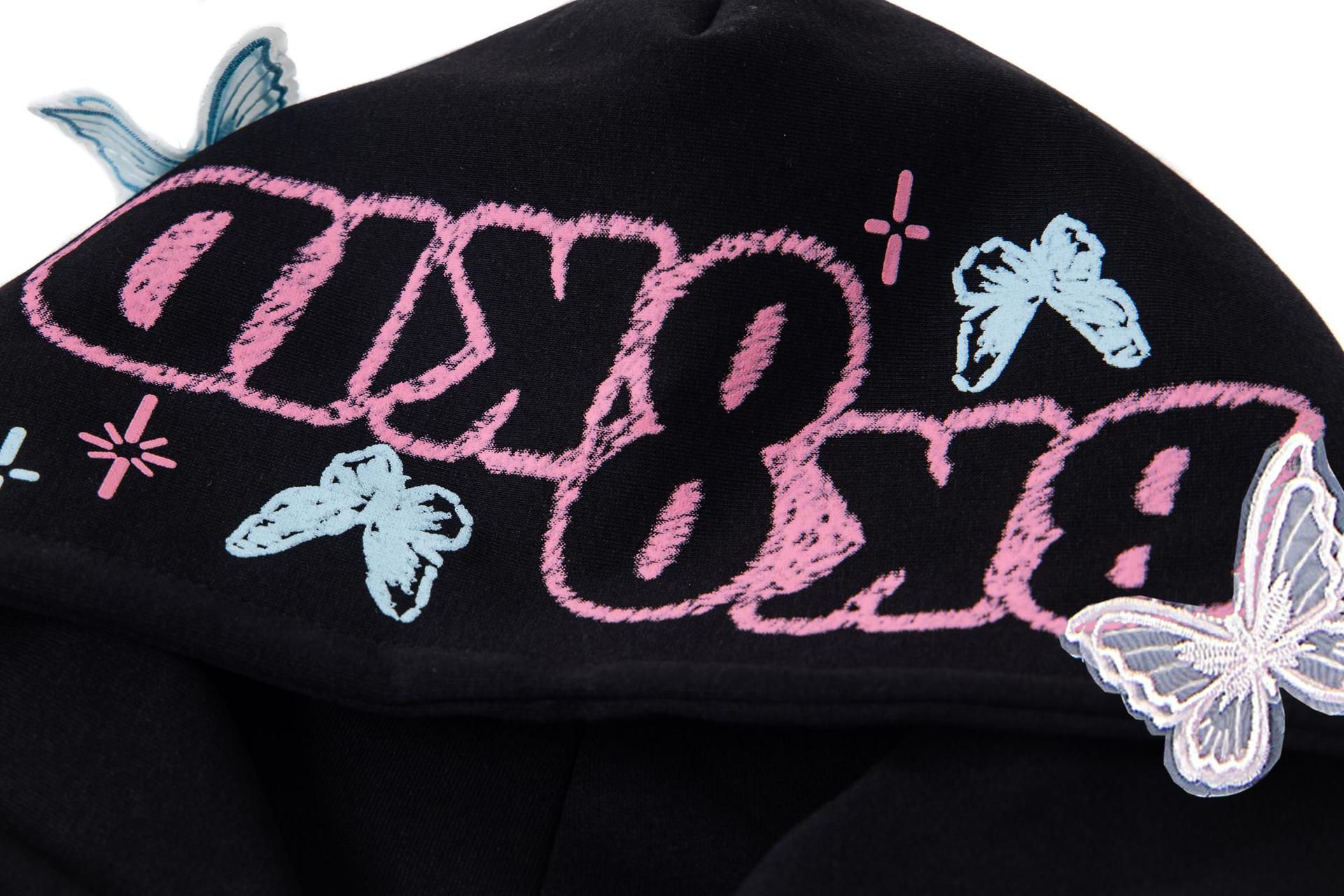 Vibrant Embossed Wing Print Hoodie