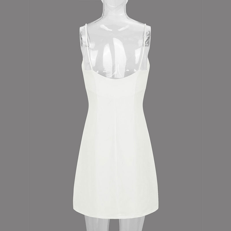 Sleeveless Polyester Plain Fitted Open Rear Dress