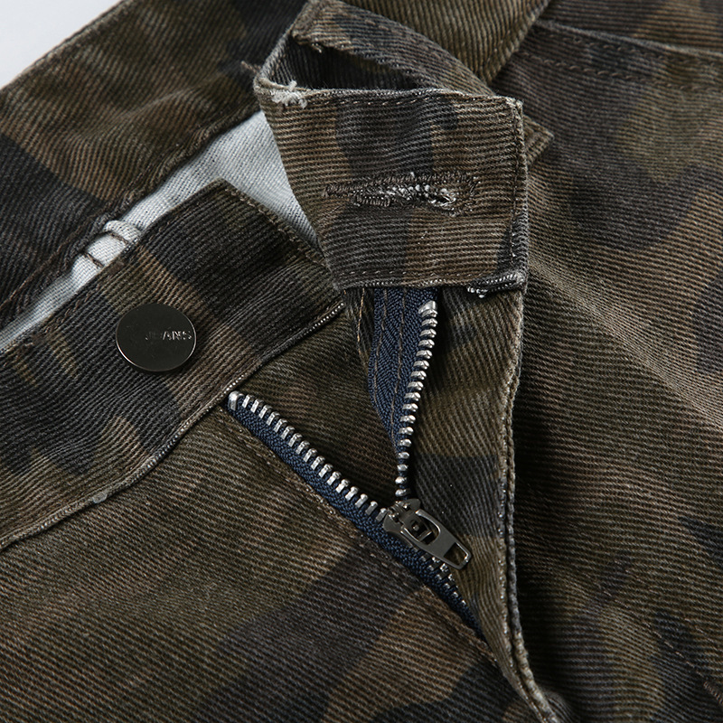 Make old camouflage workwear jeans