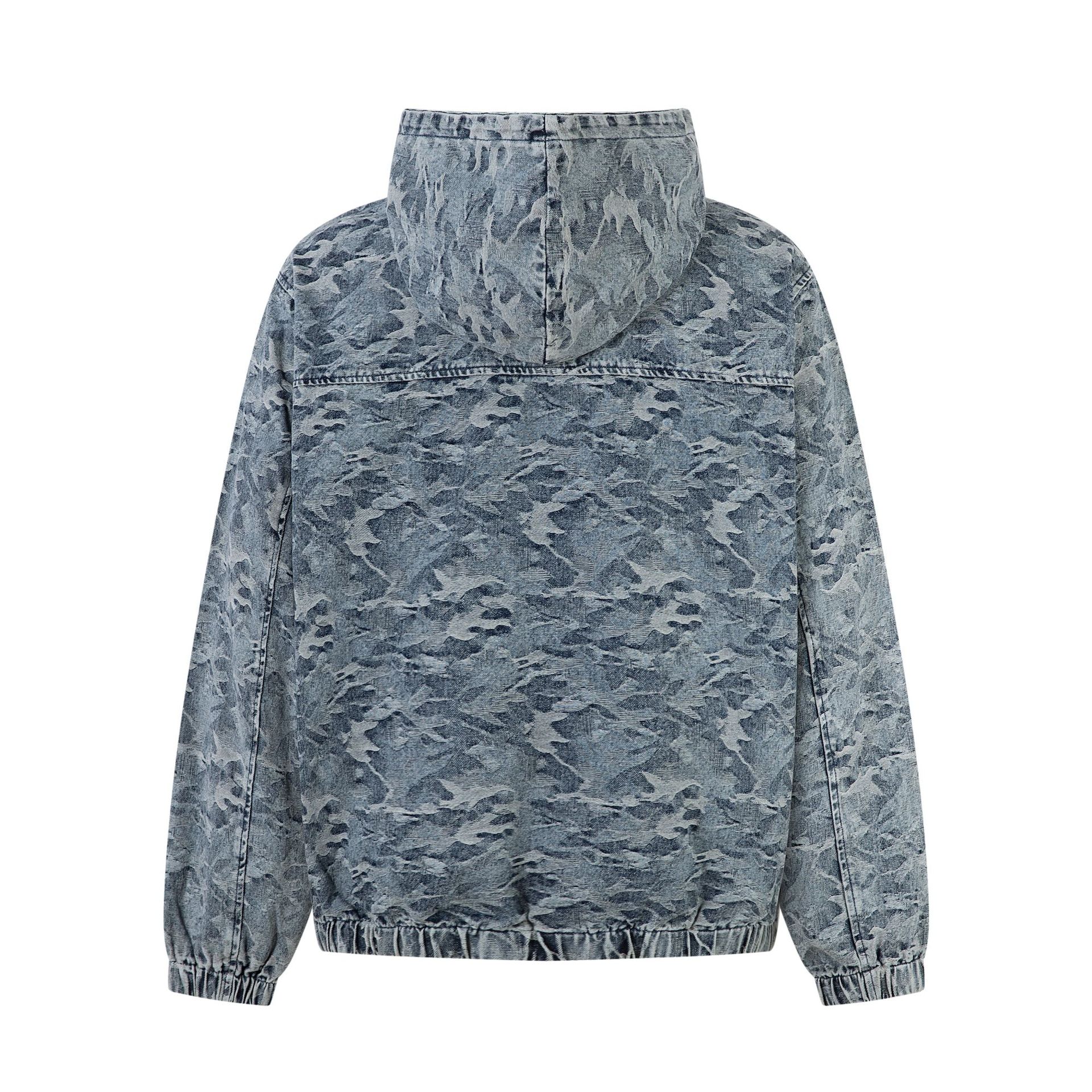 Faded Oversized Heavy Indigo Camo Hoodie