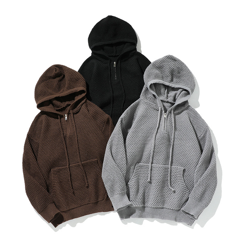 Loose Fit Tropical Print Polyester Quarter-Zip Hoodie