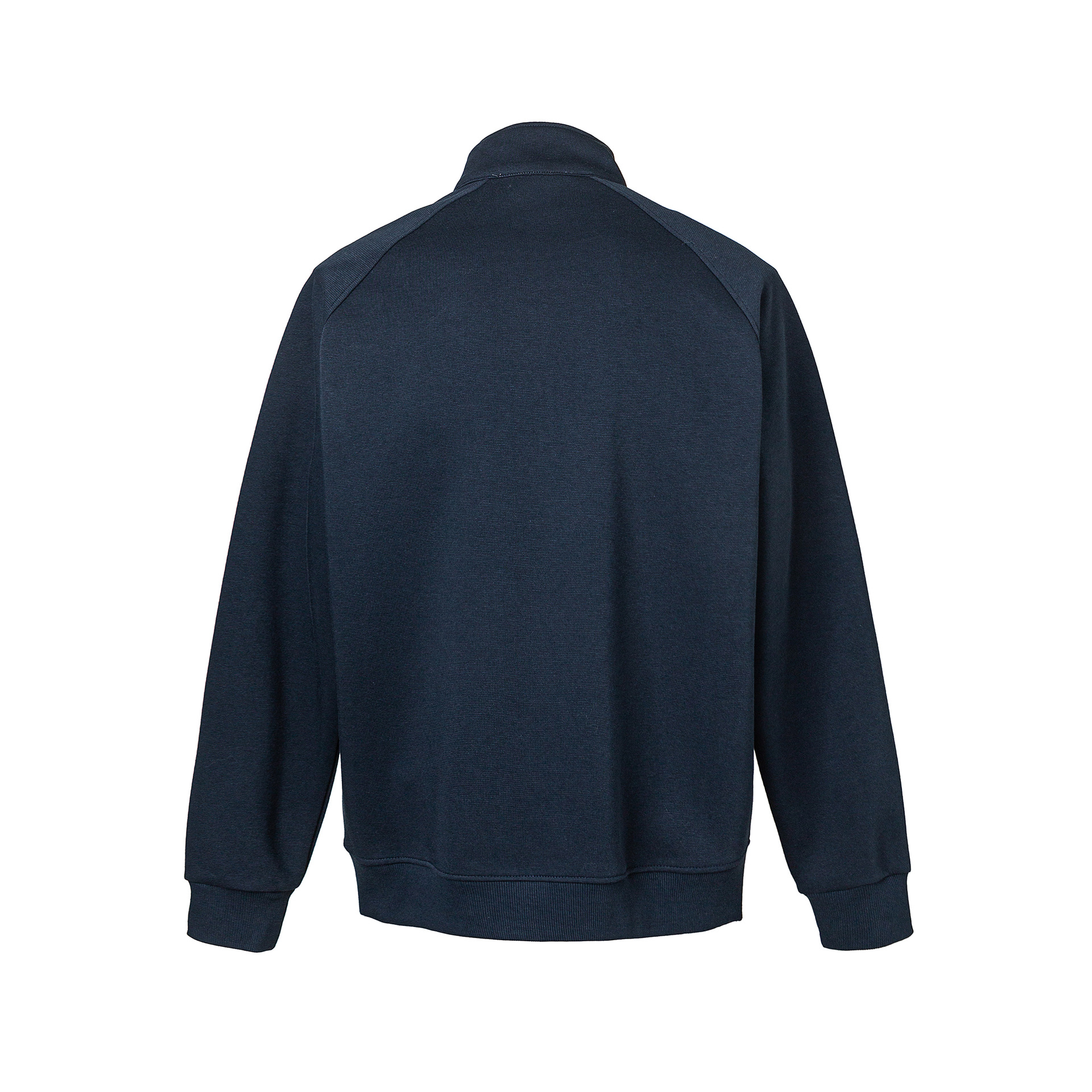 Plain Paneled Band Neck Mid Zipper Hood Sweatshirt