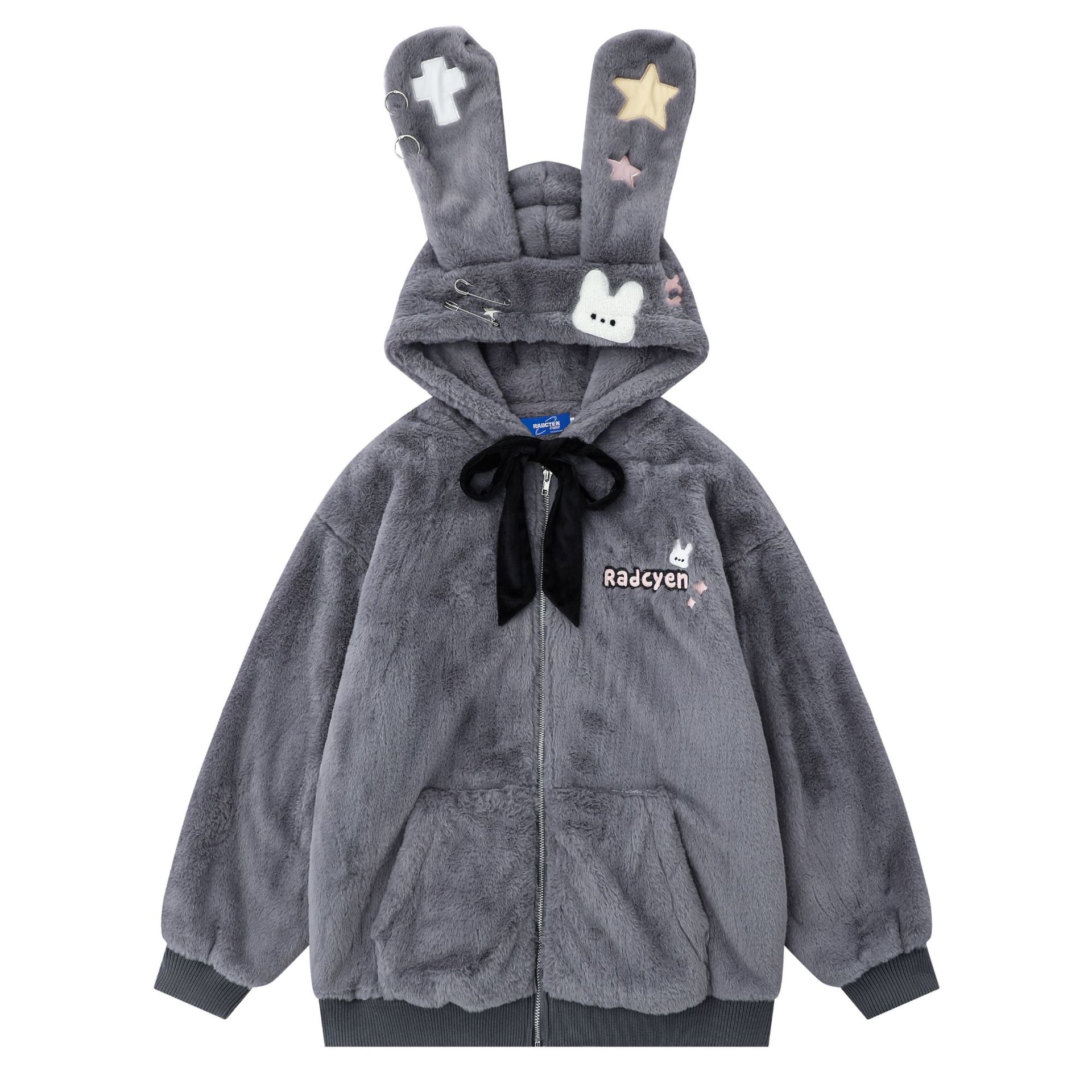 Loose Fleece-Lined Thick Warm Hooded Cotton Jacket