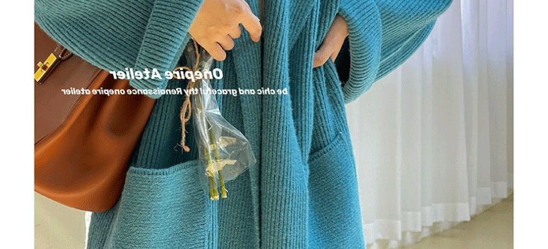 Wool Blend Oversized Collar Cardigan