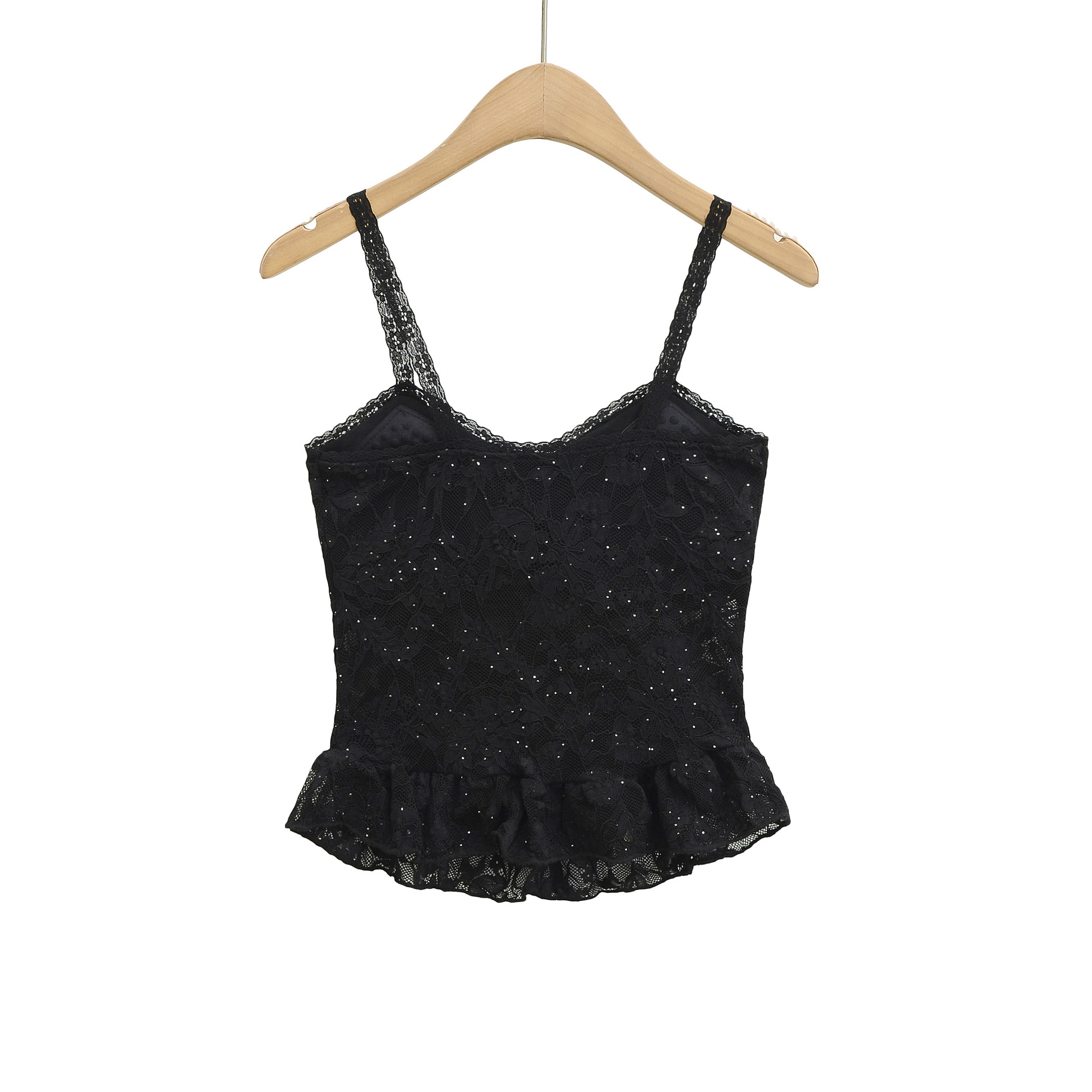 V-neck camisole lace ruffle sequin camisole