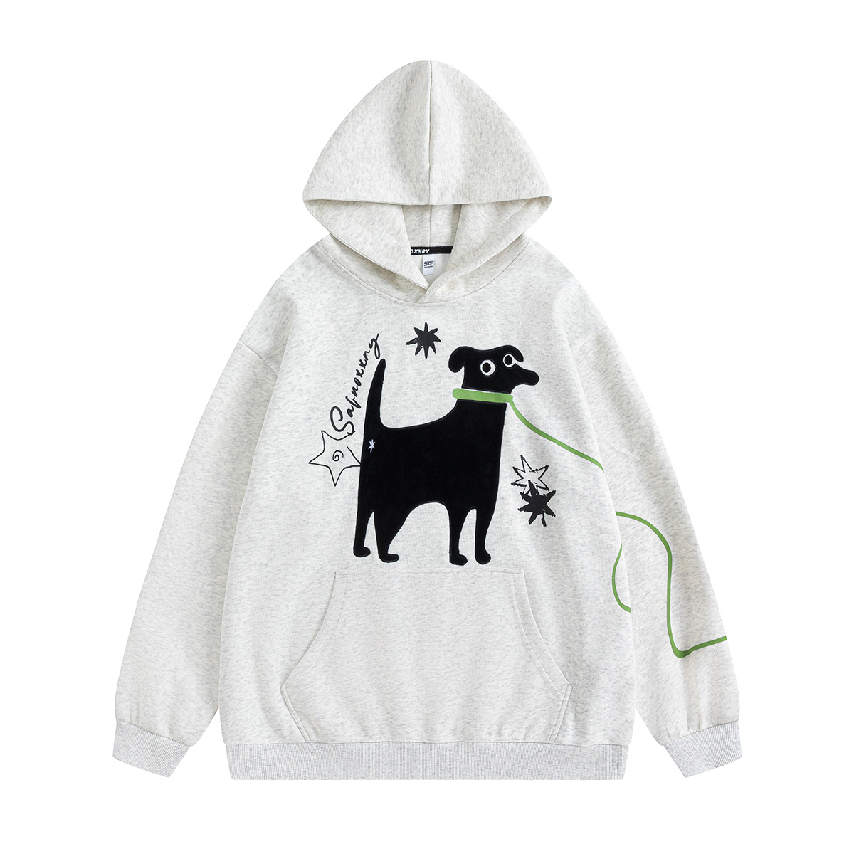 Long Sleeve Playful Stitching Vintage Cotton Hoodie