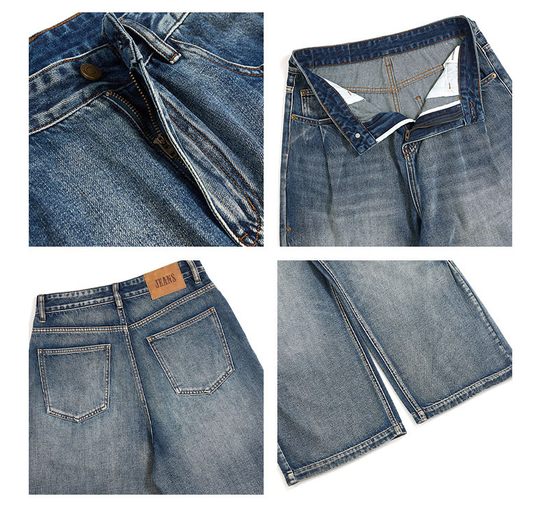 Women's Washed Design Wide Leg Jeans for Men and Women Loose Drape Floor-Length Pants
