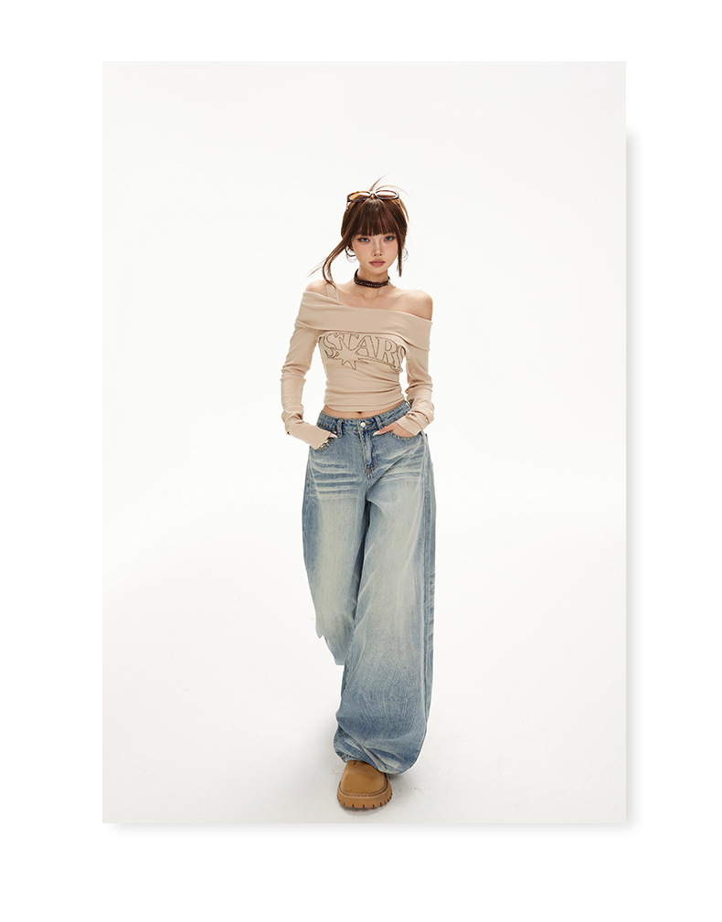 Women's Wide-Leg Jeans Female Spicy Girl Slimming Loose Straight Tube Floor-Length Pants