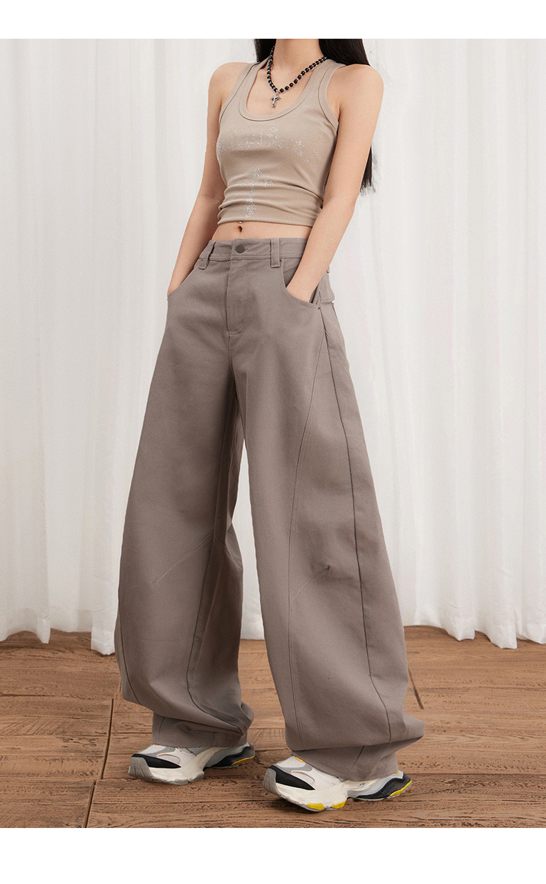 Women's High-Waisted Wide-Leg Jeans Pure Cotton Loose Pants