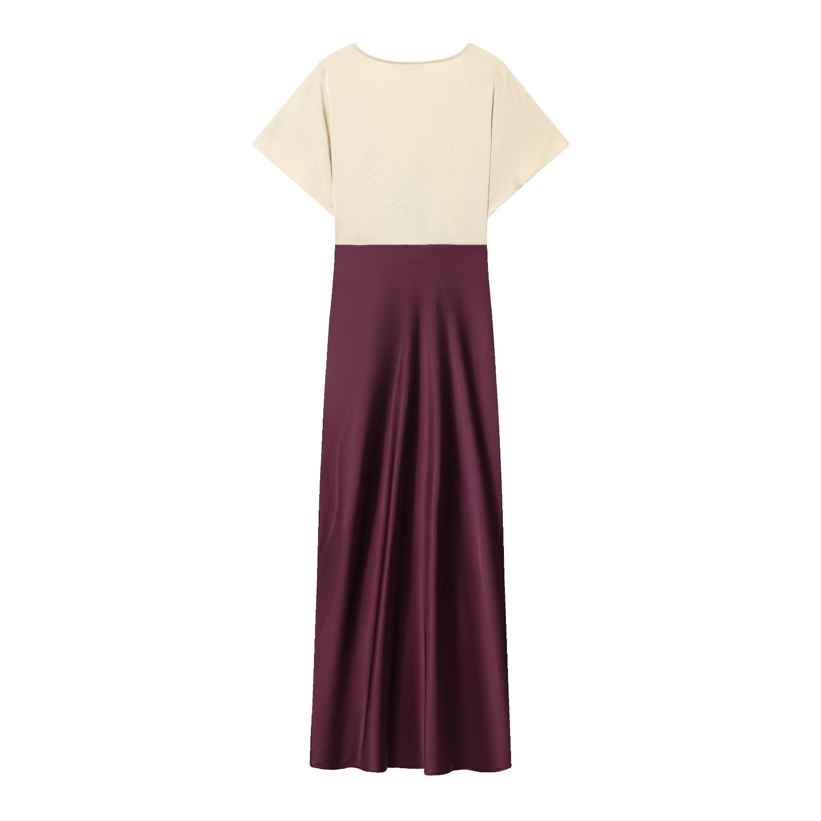 Mock-Neck Cap-Sleeve Color-Block High-Waisted Step-Hem Dress
