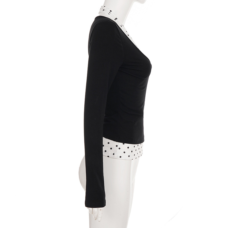 Slim Colorblock Plunge Layered Midriff Top