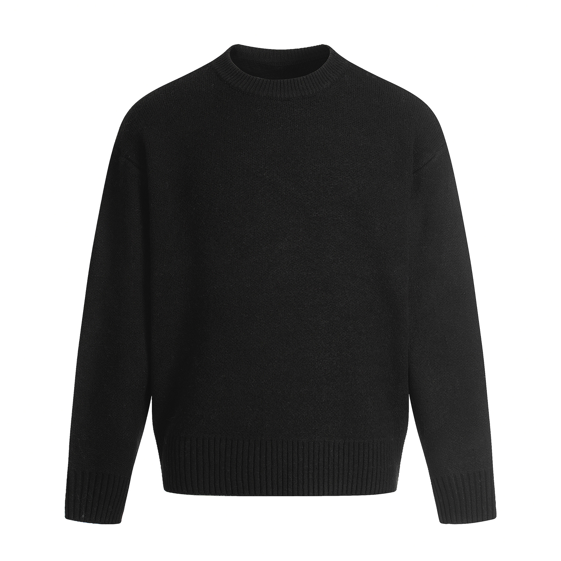 Gender-Neutral Mock Collar Oversized Two-Tone Long Sleeve Sweater