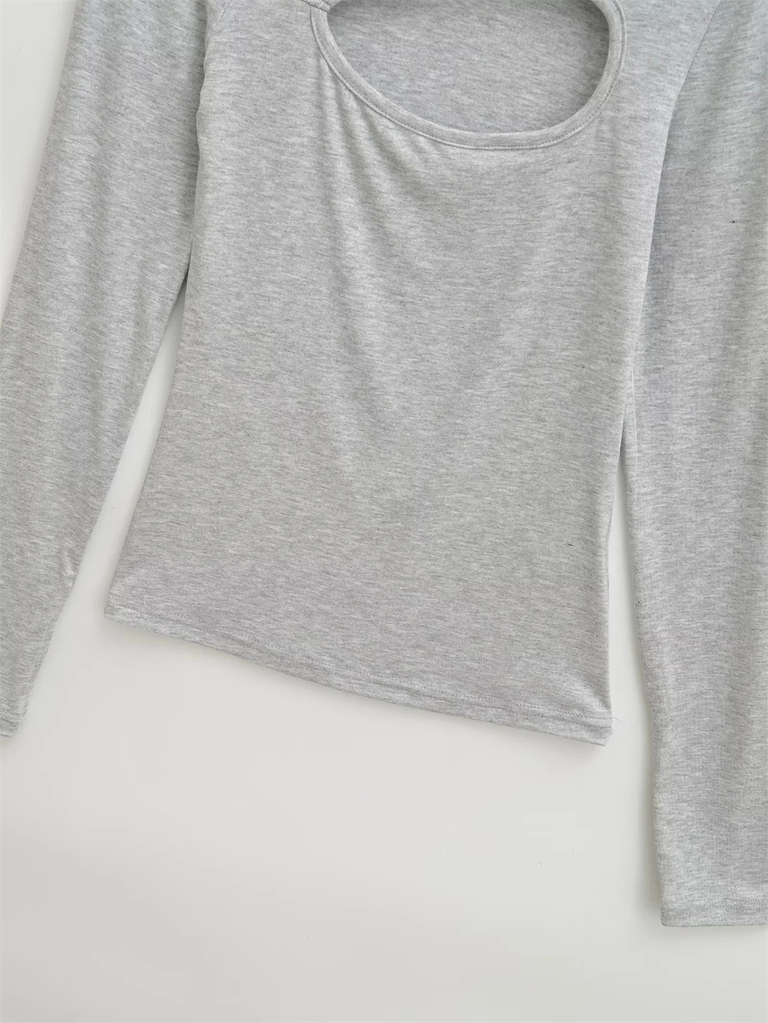 Ladies Daring Wrist-Length Bardot Keyhole T-Shirt