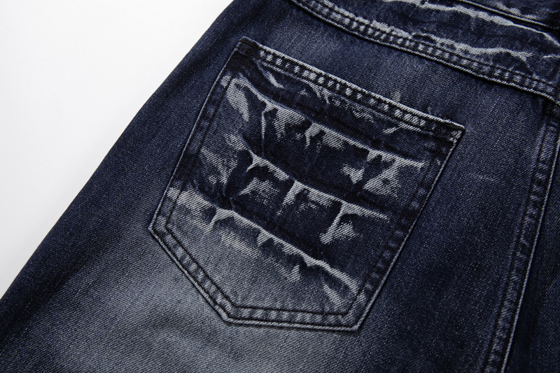 Retro Washed Lightning Pattern Men's Long Pants, INS Autumn Trendy Streetwear, Cool and Versatile Slightly Flared Jeans