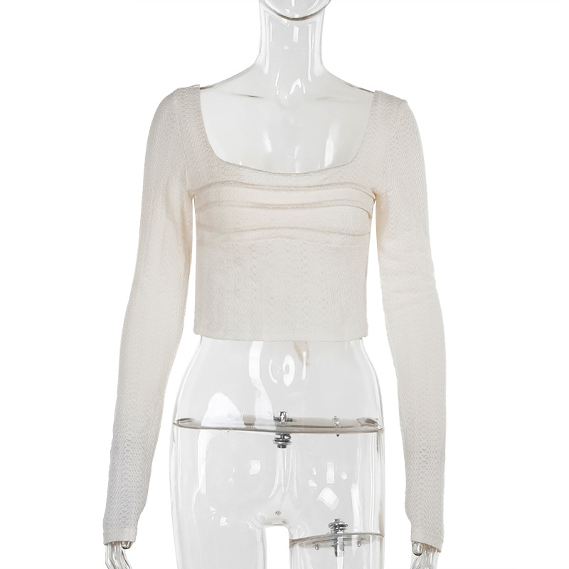 U Neck Full Sleeve Open Back Top