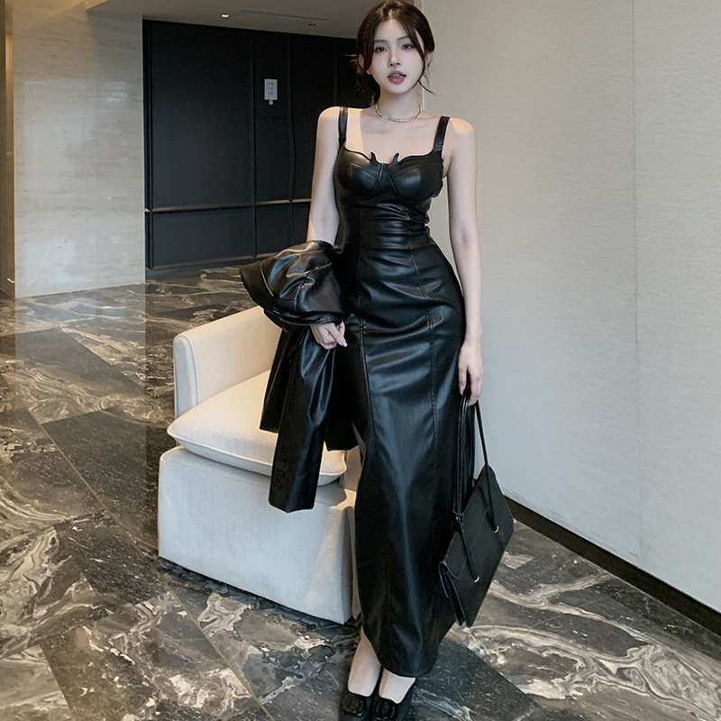 Contour Knit V-Neck Strap Dress