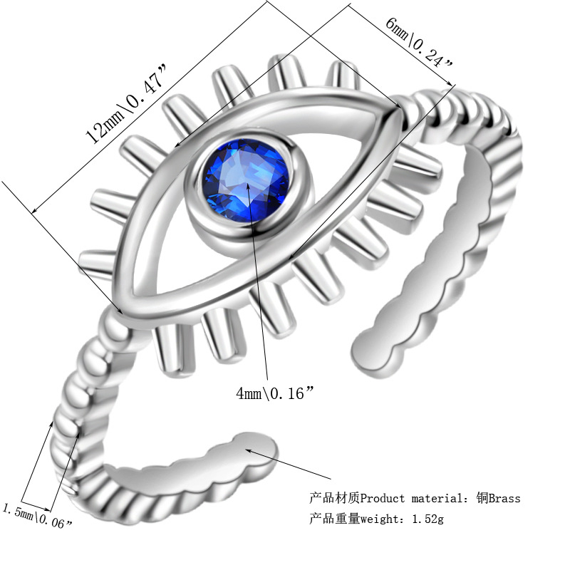 Turkish Zircon Evil Eye Rings For Women Open Adjustbale Gold Plated Stainless Steel Ring Couple Rings Wedding Jewelry Bague