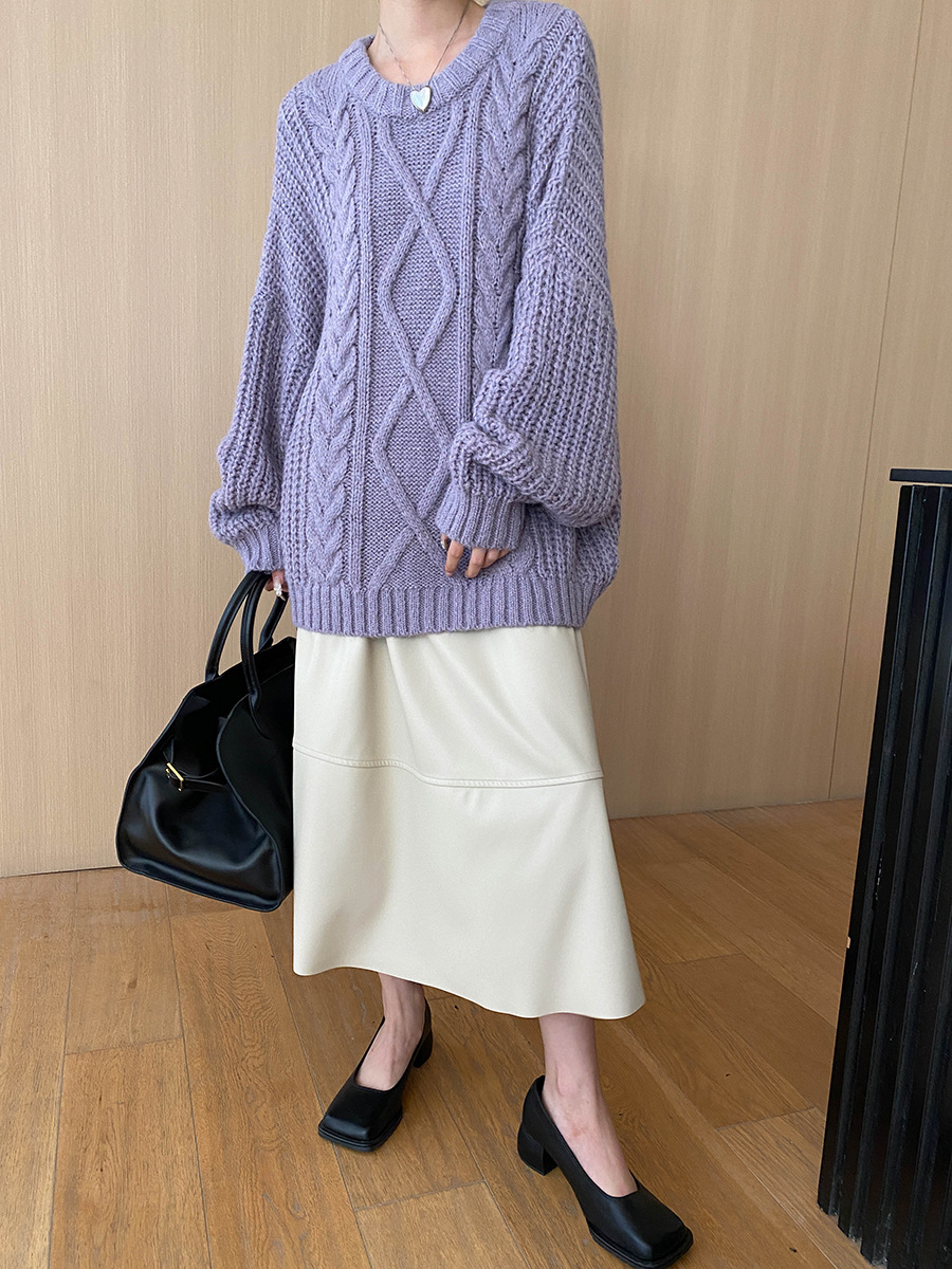 Relaxed Fit Solid Long Sleeve Sweater