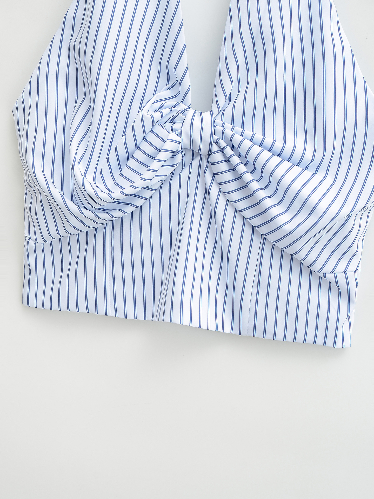 Sleeveless Stripe Cutout Halter Cami Top