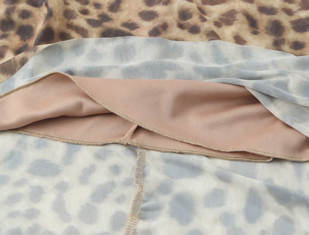 Short Leopard Print Mesh Strapless Dress