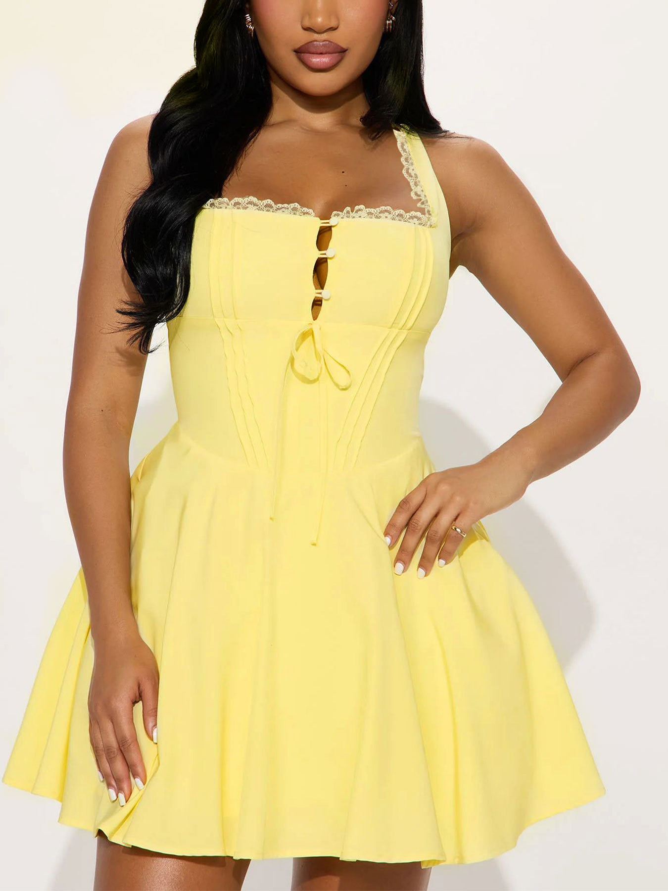 Bold Embroidered Sleeveless Front Closure Dress