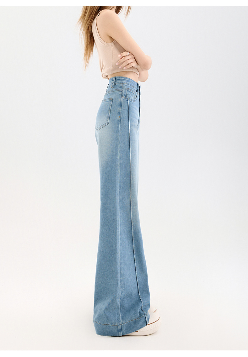 Light Blue High-Waisted Flared Jeans for Women, Petite Fit