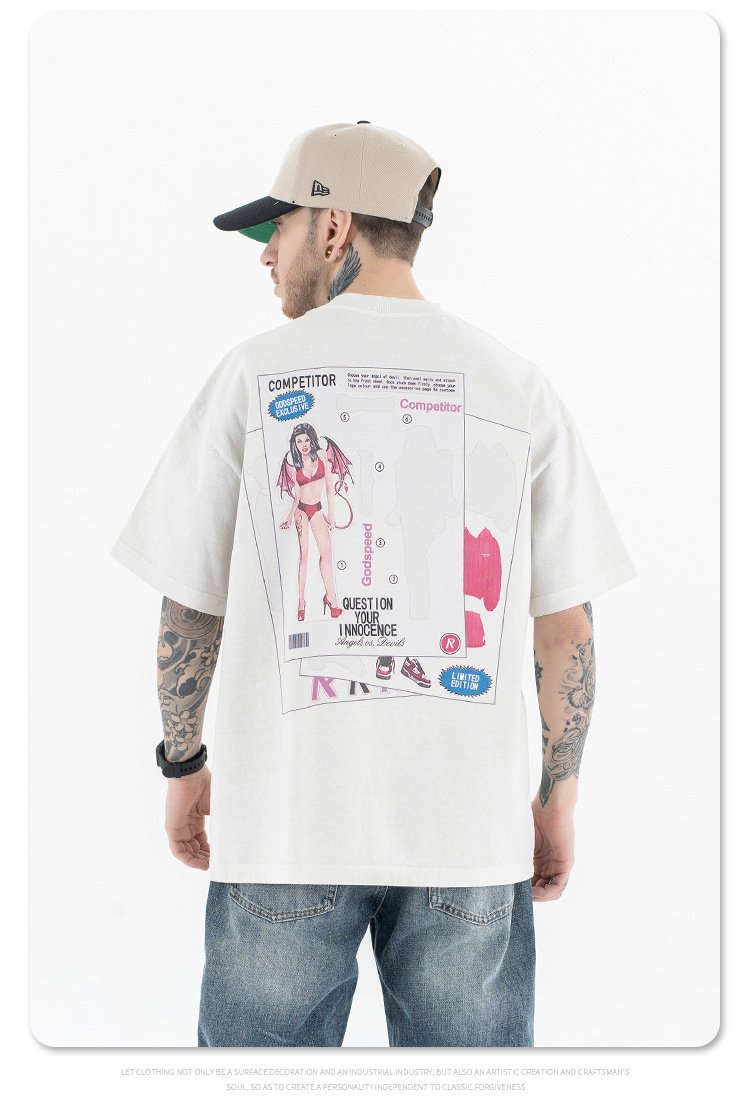 Vintage Washed Casual Round Neck Short Sleeve T-Shirt for Men