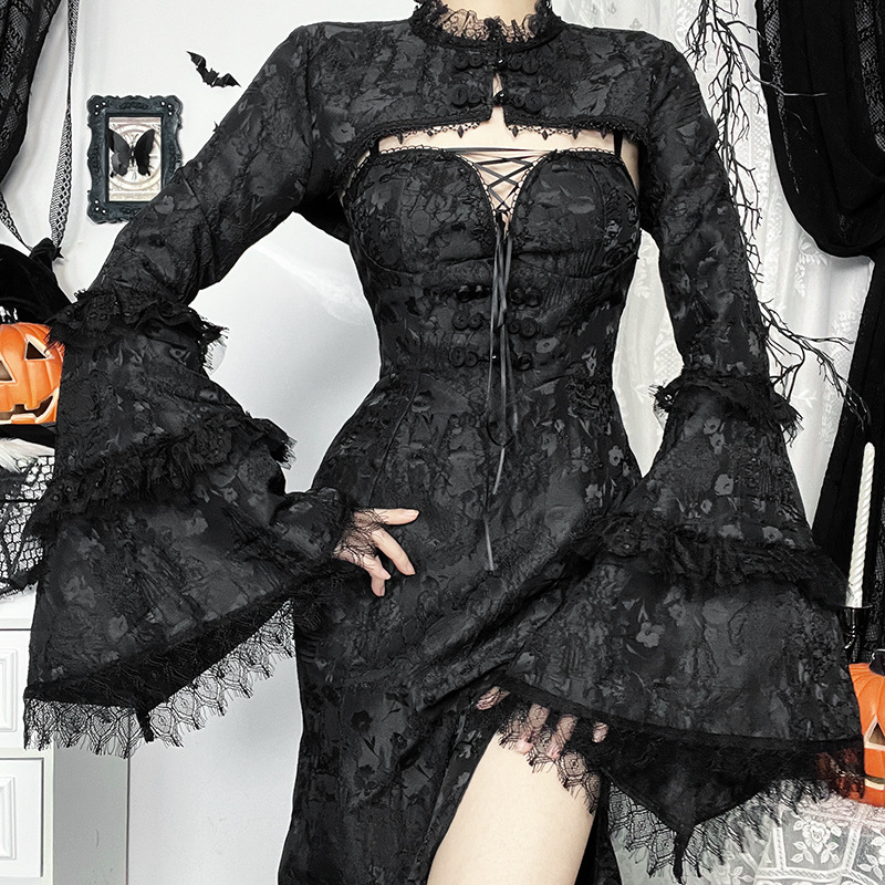 Sexy One-Shoulder Sleeveless Jacquard High Waist Polyester Cardigan