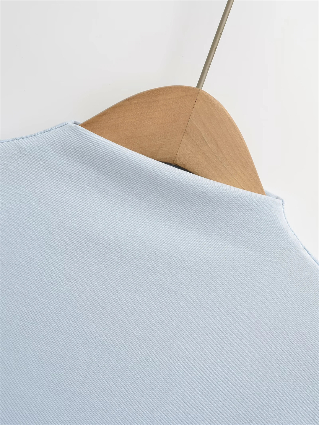 Slim Plain Mock Turtleneck Long Sleeve Belly Tee