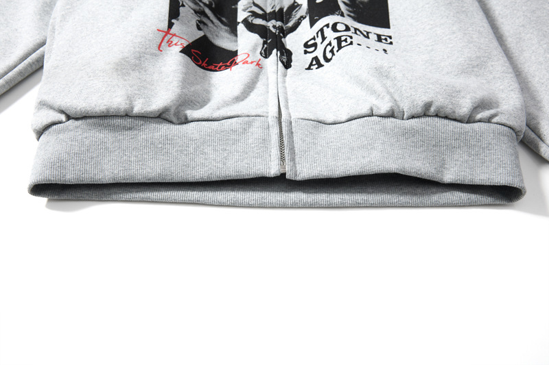 Urban Retro Musician Graphic Zippered Hoodie