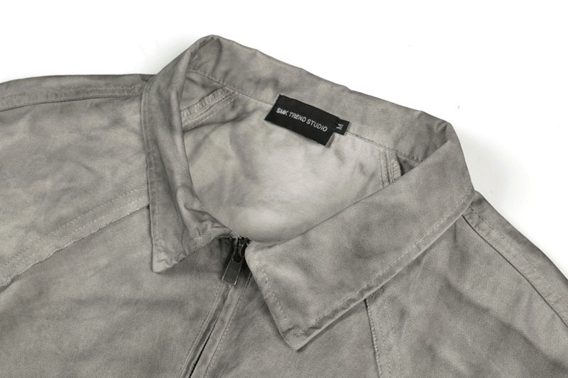 Vintage Distressed Cotton Patchwork Cropped Hooded Utility Jacket