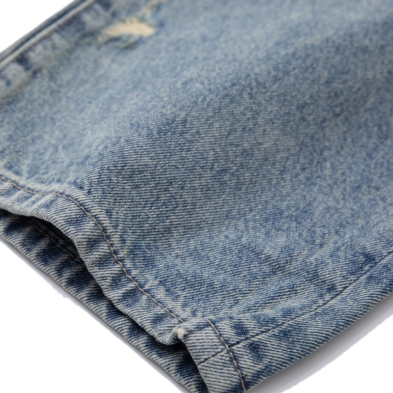 Heavy Washed Fleece Distressed Loose Casual Jeans Men