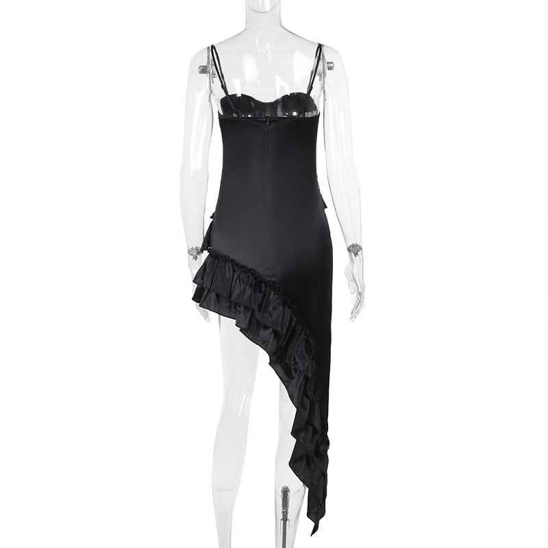 Structured Asymmetric Frilled High Waist Skirt