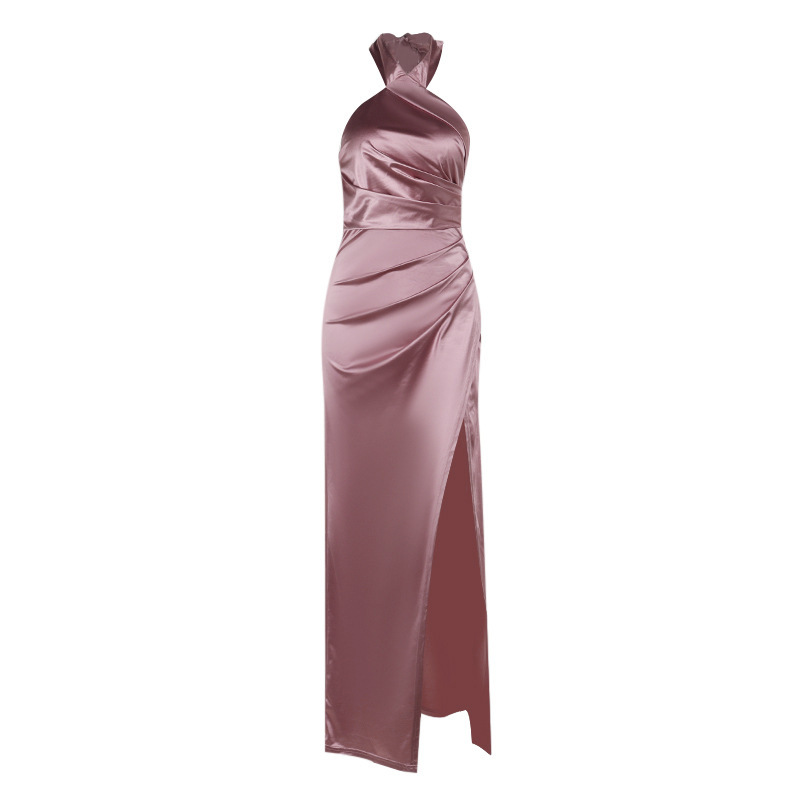 Halter Bodycon High-Waist Split Dress