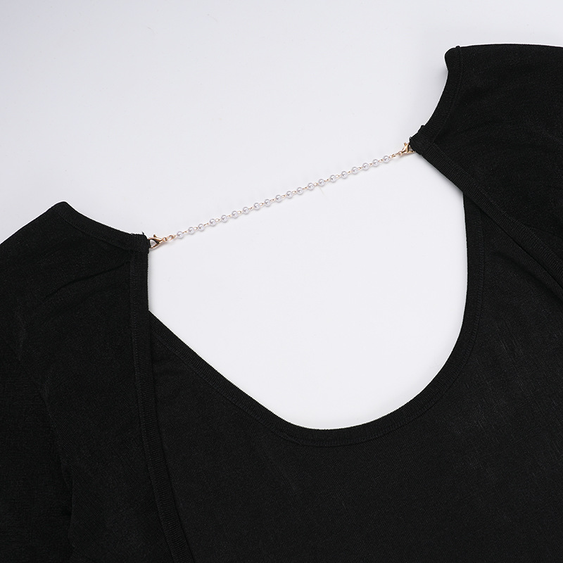 U Neck Pencil Open Back Full Sleeve Dress