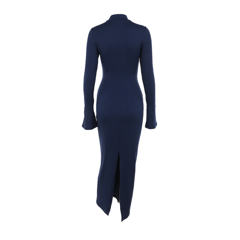 Tailored Round Neck High Waist Spandex Dress