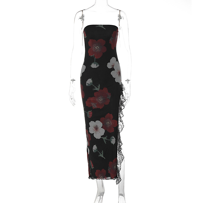 Bodycon Graphic Polyester Side Split Tank Dress