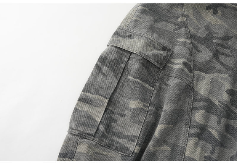 Camouflage Cargo Wide-Leg Pants Unisex Loose Casual Vintage Knife-Edge Trousers